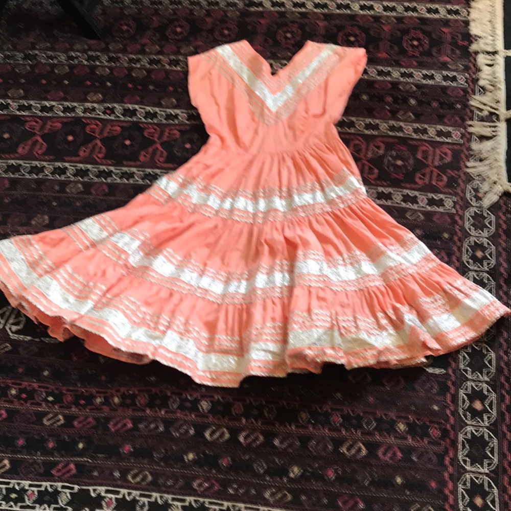 Elegant Coral and White Midi Dress